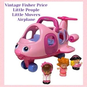 Fisher Price Vintage Little Movers Pink Airplane Little People Vintage Toys Set